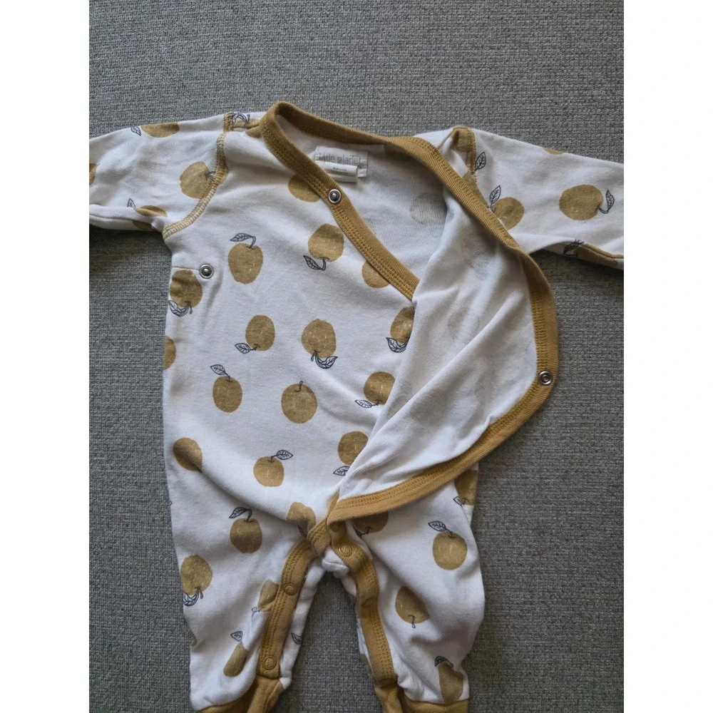 Little Planet by Carters Organic Cotton Apple Print Kimono Sleep‎ Play Romper 3M
